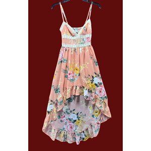Rue 21 - Women's Sumer Sleeveless High Low Hem Ruffle Floral Dress - Pink - XXS